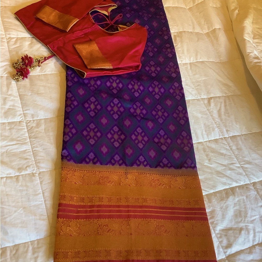 Vibrant Purple and Orange Wedding Dress